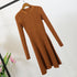 Women Long Sleeve Sweater Dress Women's Irregular Hem Casual Autumn Winter Dress Women O-neck A Line Short Mini Knitted Dresses - menochic